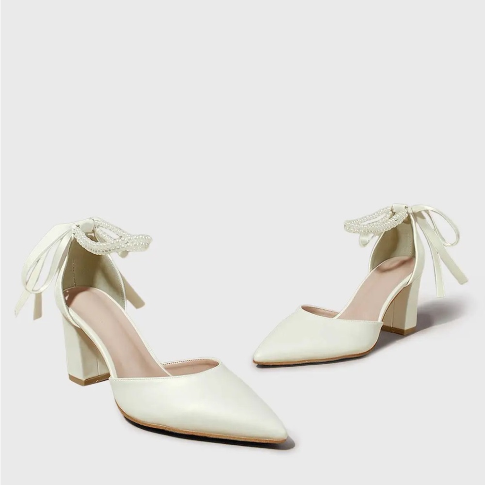 Azazie PEARL BOW ANKLE STRAP PUMPS - Picture 10 of 11